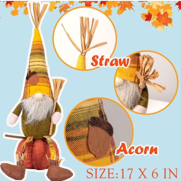 NWT- Set of 3- Fall Harvest Gnome Decorations on Pumpkin Bases 🍁🌻 - Picture 6 of 9